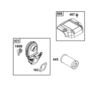 Air Cleaner Group Diagram and Parts List for 44N877-0020-G1 400000 - 699999 Briggs and Stratton Engine
